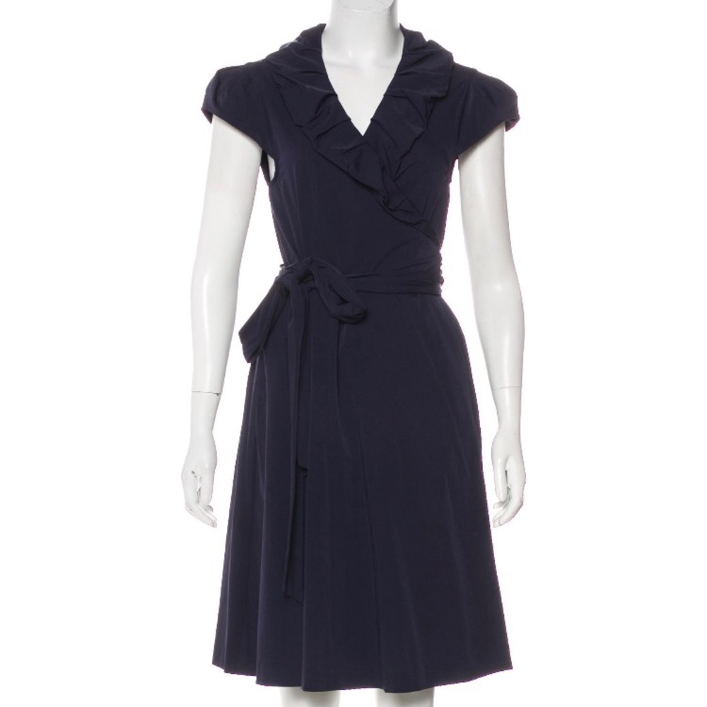 DIANE von FURSTENBERG navy blue wrap dress size:6